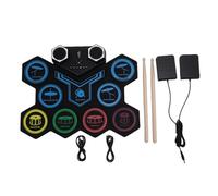 Taidda Ensemble de Batterie électronique Enroulable Pad D'entraînement MIDI Portable avec Lumières LED Bluetooth Double Haut-parleurs Batterie 10H pour Professionnels Débutants