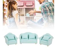 Taidda Ensemble de canapé à Carreaux pour Maison de Poupée, 3 Pièces, Meubles Exquis 1:12, Jouet pour Décor de Salon, Couleur Matcha, Bois Fait à la Main (Vert Matcha)