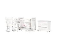 Taidda Ensemble de Mini Meubles pour Maison de Poupée 1:12, Simulation de Berceau de bébé, Cheval à Bascule pour Scène Créative de Maison de Poupée, Matériau en Bois écologique pour Les Amateurs de