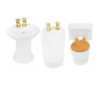 Taidda Ensemble de Salle de Bain Miniature pour Maison de Poupée avec Un Design Exquis, Kit de Lavabo de Toilette en Trèfle à Quatre Feuilles Blanc, Accessoires pour Mini Maison de Poupée 1/24
