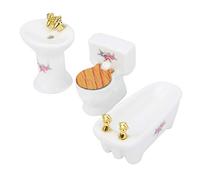 Taidda Ensemble de Salle de Bain Miniature pour Maison de Poupée avec Un Design Exquis, Kit de Lavabo de Toilette en Trèfle à Quatre Feuilles Blanc, Accessoires pour Mini Maison de Poupée 1/24 (Rose)