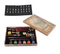 Taidda Ensemble de Stylos à Plumes, Tampon de Style Européen Exquis trempé dans L'eau pour écrire, Cadeau Parfait pour les Couples et les Personnes âgées (SP271906R rouge vin doré (plume d'oie à tête)