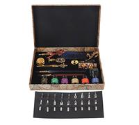 Taidda Ensemble de Stylos à Plumes, Tampon de Style Européen Exquis trempé dans L'eau pour écrire, Cadeau Parfait pour les Couples et les Personnes âgées (SP271902R parsemé d'or et de bleu saphir