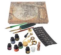 Taidda Ensemble de Stylos à Plumes, Tampon de Style Européen Exquis trempé dans L'eau pour écrire, Cadeau Parfait pour les Couples et les Personnes âgées (SP271935R parsemé d'or et de vert foncé