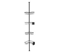 Taidda Étagère de Douche D'angle, Poteau de Tension à 4 Niveaux sans Perçage, Organisateur de Rangement de Salle de Bain, Acier Inoxydable Antirouille avec Tige Réglable