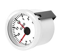 Taidda Jauge D'horloge Universelle rétro-éclairé Rouge 2 Pouces, Compteur Horaire pour Voiture Bateau Moto, Compteur à Cadran en Acier Inoxydable 52mm pour Yacht (Fond blanc et cadre blanc)