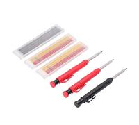 Taidda Outil de Marquage Mécanique à Trous Profonds pour un Marquage de Précision, Clamp/Holder Pratique pour les Maçons, Polyvalent pour Divers Matériaux, Recharges Rouge/noir de 2,8 Mm, 5 Pièces