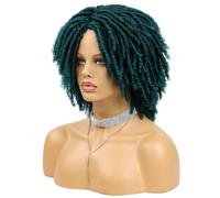 Taidda Perruques Dreadlock Courtes Authentiques, Perruque Tressée Africaine Tendance avec Texture Douce, Bonnet en Filet Réglable, Idéale pour Hommes et Femmes, Marron (GREEN)