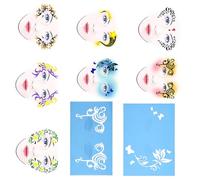Taidda Pochoir de Peinture pour le Visage Réutilisable, Modèle de Peinture Corporelle Durable, Motif Fleur et Papillon, pour le Maquillage du Visage, Scène/costume Applicable pour la Foule/les Gens,