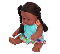 Taidda Poupée Fille Noire Africaine, Jouet Réaliste pour Enfants, Jeu de Rôle, Cadeau pour Enfants, 30 Cm, Jouet de Bain avec de Beaux Yeux pour la Maison, Matériau en Vinyle Mohair (Jupe contrastée