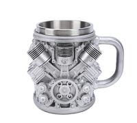 Taidda Tasse à café de Conception de Moteur Valves de Pistons 3D Hautes Performances Vilebrequins Construction en Résine en Acier Inoxydable avec Poignée Ergonomique pour les Amat (V6)