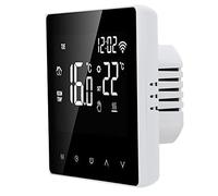 Taidda Thermostat LCD Intelligent pour Un Contrôle Efficace de la Température, Commande Vocale pour Un Usage Domestique, Compatible avec, et Tmall Genie, AC230V (Dos Blanc et Bouton Blanc 16A)