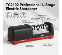 Taidea TG2102 Affûteur de couteaux électrique professionnel 4 étapes, meule diamantée, polissage résine, 18W 2800RPM, Brevet UE, robuste, 1480g, outil stable, pour couteaux de cuisine, de chef, de Ele