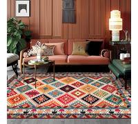 Taidianolp Tapis de décoration de Salon, 80 x 120 cm, Tapis de Cuisine pour Sol décoratif, Lavable, antidérapant, coloré Rouge Orange Bleu Vert Vintage Multicolore