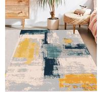 Taidianolp Tapis décoratif extra large pour salon, salon, tapis doux, tapis de salon, décoration d'intérieur, bleu sarcelle, orange, jaune moutarde, gris, beige, design abstrait moderne 200 x 300 cm