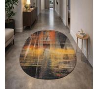 Taidianolp Tapis Ovale Salon Décoration,Abstrait, coloré, Rouge, Orange, Jaune, Noir, Gris, 90 x 140 cm,Deco Aesthetic Chambre à Coucher,Decoration Armoire Chambre,