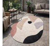 Taidianolp Tapis Ovale Salon Décoration,Tableau Abstrait Moderne Rouge Clair, Beige, Gris, Blanc, Noir, 90 x 140 cm,Deco Aesthetic Chambre à Coucher,Decoration Armoire Chambre,