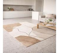 Taidianolp Tapis Salon Décoration,Abstrait Moderne, Beige, Blanc, Couleurs Neutres, 110 x 200 cm,Tapis de Sol pour Decoration Commode Chambre Adulte,Balcon