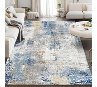 Taidianolp Tapis Salon Décoration Chambre,Blue,120 x 200 cm,Bleu foncé, Bleu Clair, Gris Marron, marbré Vieilli Abstrait Moderne.,Tapis Doux Chambre, Maison Bureau Canape Déco Aesthetic,