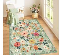Taidianolp Tapis Salon Décoration,Décoration Moderne pour Chambre de Fille, Motif Fleurs colorées, Vert Clair, 200 x 300 cm,Grand Tapis pour Décoratif Salle de séjour Chambre,
