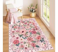 Taidianolp Tapis Salon Décoration,Décoration Moderne pour Chambre de Fille, Motif Fleurs Rouges et Vertes, Rose, 160 x 200 cm,Tapis pour Décoratif Salle de séjour Chambre Adulte,