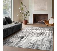 Taidianolp Tapis Salon Décoration,Gris Blanc Neutre, Abstrait Moderne, Noir, 150 x 200 cm,Tapis Lavable Antidérapant pour Déco Chambre Balcon,