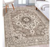 Taidianolp Tapis Salon Décoration,Motif Floral Oriental Vieilli, Marron Beige, Contemporain, Neutre, 120 x 160 cm,Tapis Chambre Décoratif Lavable Antidérapant Intérieur