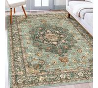Taidianolp Tapis Salon Décoration,Motif Floral Oriental Vieilli, Style Traditionnel, Vert, 180 x 200 cm,Grande Tapis pour Décoratif Salle de séjour