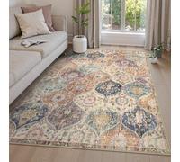 Taidianolp Tapis Salon Décoration,Rouge, Bleu, Turquoise, Orange, crème, Style Oriental Vintage, Multicolore, 80 x 150 cm,Tapis Décoratif Table de Chevet Chambre à Coucher,