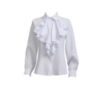Taiduosheng Chemisier vintage victorien à manches trompettes et col haut à volants pour femme, Blanc 2, XXL