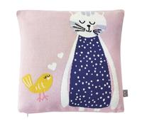 Sevira Kids - Taie de coussin en tricot de coton - CHATON rose TU