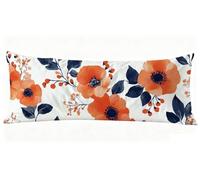 Taie de Traversin 120 cm Fleur Taie Oreiller 40 x 120 cm Taies D'oreillers Simple Impression Recto Verso Protege Oreiller, Améliorer Sommeil Qualité Long Coussin Grossesse pour Lit Canapé J0-1113