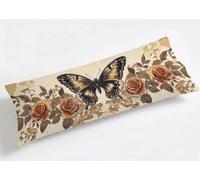 Taie de Traversin 120 cm Fleurs Housse Traversin 120x40cm Papillon, Longue Douce Oreiller de Corps Grossesse Luxe, Fermeture Éclair Invisible, Taie Oreiller Velours pour Déco Canapé Lit K8-1086