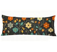 Taie de Traversin 120 cm Gris Taie Oreiller 40 x 120 cm Taies D'oreillers Fleur Impression Recto Verso Protege Oreiller, Améliorer Sommeil Qualité Long Coussin Grossesse pour Lit Canapé J0-1327