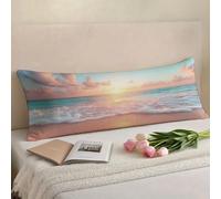 Taie de Traversin 120 cm Plage Taie Oreiller 40x120 Taies D'oreillers HD Double Face ImpressionProtege Oreiller, Améliorer Sommeil Qualité Latéral Long Coussin Grossesse, Housse de Coussin Brun w-175