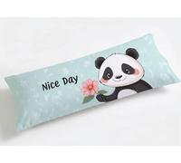 Taie de Traversin 120 cm Vert Menthe Housse de Traversin 120x40cm Panda, Luxe Grande Taies d'oreiller Velours de Corps Orthopédique Maternité, Douce Confort Respirante, pour Déco Salon Canapé K8-951