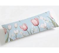 Taie de Traversin 120 cm Vert Menthe Housse de Traversin 120x40cm Tulipe, Luxe Grande Taies d'oreiller Velours de Corps Orthopédique Maternité, Douce Confort Respirante, pour Déco Salon Canapé K8-981