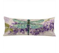 Taie de Traversin 120 cm Violet Taie Oreiller 40x120 Taies D'oreillers Doux Velour Protege Oreiller, Améliorer Sommeil Qualité Latéral Long Coussin Grossesse, Housse de Coussin Libellule w-1516