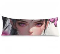 Taie de Traversin 120 cm x 40 cm Japon Taie Oreiller 40x120 Velour Housse Coussin Fille Double Face Impression, Améliorer Sommeil Housse Traversin avec Fermeture Eclair Caché pour Chambre Lit,Model542