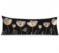 Taie de Traversin 120 cm x 40 cm Noir Taie Oreiller 40x120, Housses de Coussin Fleur Coussin Velour Decoration Maison Housse Traversin Double Face Impression Oreiller pour Salon Chambre Lit, Model106