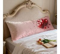 Taie de Traversin 140 cm Amant et 40x140 Taies D'oreillers HD Double Face Impression Velour Protege Oreiller, Améliorer Sommeil Qualité Latéral Long Coussin Grossesse, Housse de Coussin Rouge 0p-60