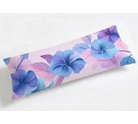 Taie de Traversin 140 cm Bleu Poudre Housse de Traversin 140x40cm Fleurs, Luxe Grande Taies d'oreiller Velours de Corps Orthopédique Maternité, Douce Confort Respirante, pour Déco Salon Canapé K8-939