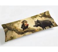 Taie de Traversin 140 cm Noir et Blanc Housse Traversin 140x40cm Plaid, Longue Douce Oreiller de Corps Grossesse Luxe, Fermeture Éclair Invisible, Taie Oreiller Velours pour Déco Canapé Lit K8-436