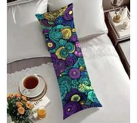 Taie de Traversin 140 cm Turquoise Taie Oreiller 40x140 Taies D'oreillers Double Face Impression traversins, Velour Protege Oreiller, Latéral Long Coussin Grossesse, Housse de Coussin Violet w-12154