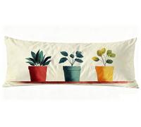 Taie de Traversin 140 cm Usine Taie Oreiller 40 x 140 cm Taies D'oreillers Pot Fleurs Impression Recto Verso Protege Oreiller, Améliorer Sommeil Qualité Long Coussin Grossesse pour Lit Canapé J0-1354