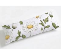 Taie de Traversin 145 cm Blanc Housse de Traversin 145x40cm Fleurs, Luxe Grande Taies d'oreiller Velours de Corps Orthopédique Maternité, Douce, Confort et Respirante, pour Déco Salon Canapé K8-879