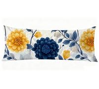 Taie de Traversin 145 cm Bleu Marine Taie Oreiller 40 x 145 cm Taies D'oreillers Jaune Impression Recto Verso Protege Oreiller, Améliorer Sommeil Qualité Long Coussin Grossesse pour Lit Canapé J0-146