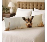 Taie de Traversin 145 cm Brun Taie Oreiller 40x145 Housse de Coussin Âne Double Face Impression Rectangulaire Velours Pillow Case Améliorer Sommeil Qualité, Super Doux Taie Oreiller Lombaire U00-92