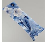 Taie de Traversin 145 x 40cm Coussin pour Dormir sur le Côté Bleu Housse de Coussin Oiseau Oreiller de Corps, Avec Fermeture Éclair Invisible Body Pillow Velour Soutien Grossesse Coussin Long Y4-422