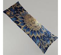 Taie de Traversin 145 x 40cm Coussin pour Dormir sur le Côté Bleu Marine Housse de Coussin Bohème Oreiller de Corps, Avec Fermeture Éclair Body Pillow Doux Velour Soutien Grossesse Coussin Long Y4-337